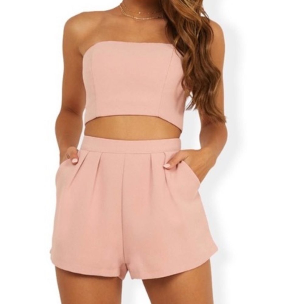 Showpo Pink Strapless Two-Piece Set